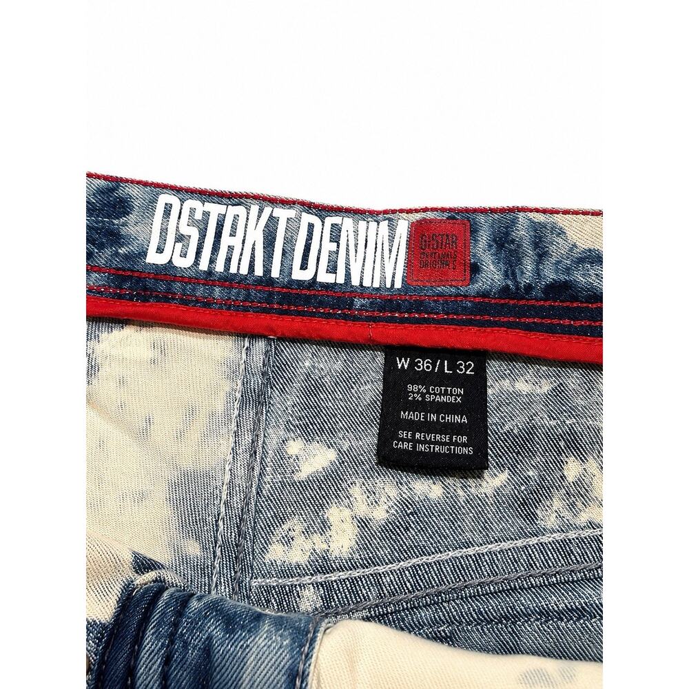 Dstakt Denim Men’s Moto Jeans Bleached Tie Dye Zipper Biker Pants Size 36x32 - Picture 2 of 5